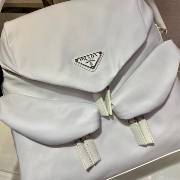 Pra*a signaux nylon and leather hobo bag