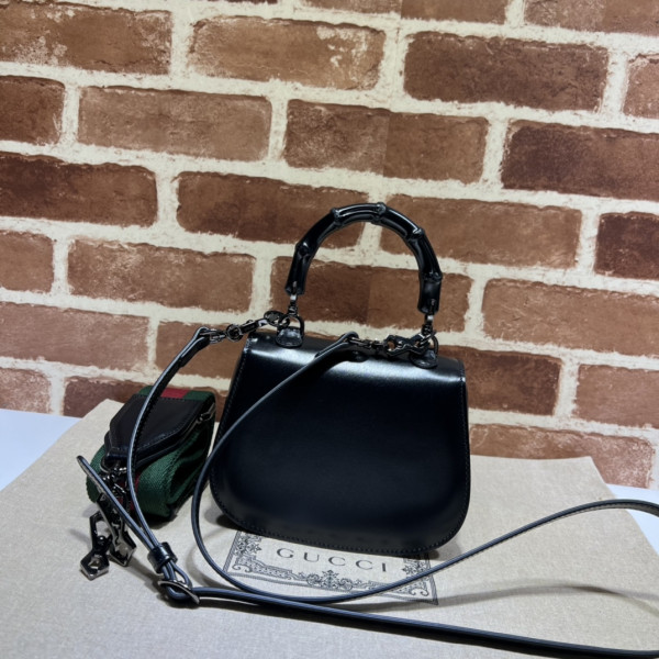 G*u*i mini top handle bag with bamboo