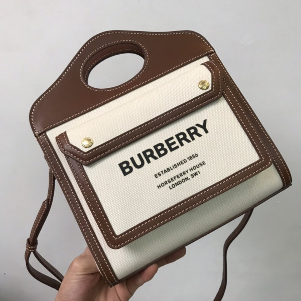 B**rry mini two-tone canvas and leather pocket bag