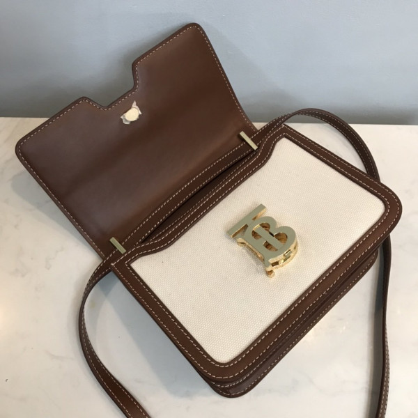 B**rry two-tone canvas and leather tb bag