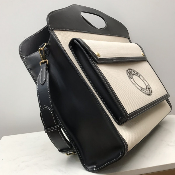 B**rry medium logo graphic canvas and leather pocket bag