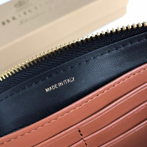 B**rry monogram stripe e-canvas and leather ziparound wallet