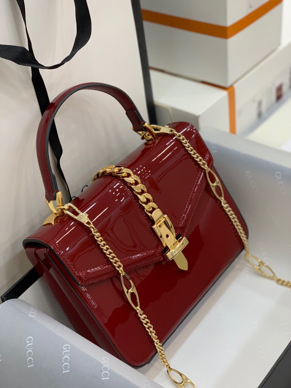 G*u*i sylvie 1969 patent leather mini top handle bag