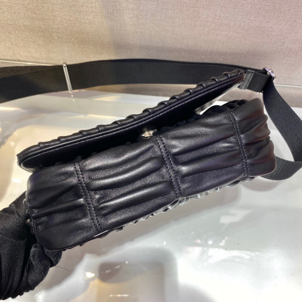 Pra*a gaufré nappa leather shoulder bag