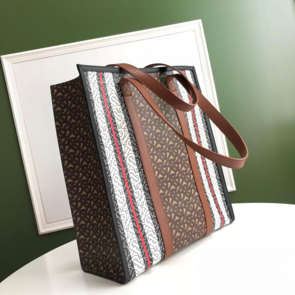 B**rry tmonogram stripe print e-canvas portrait toe bag