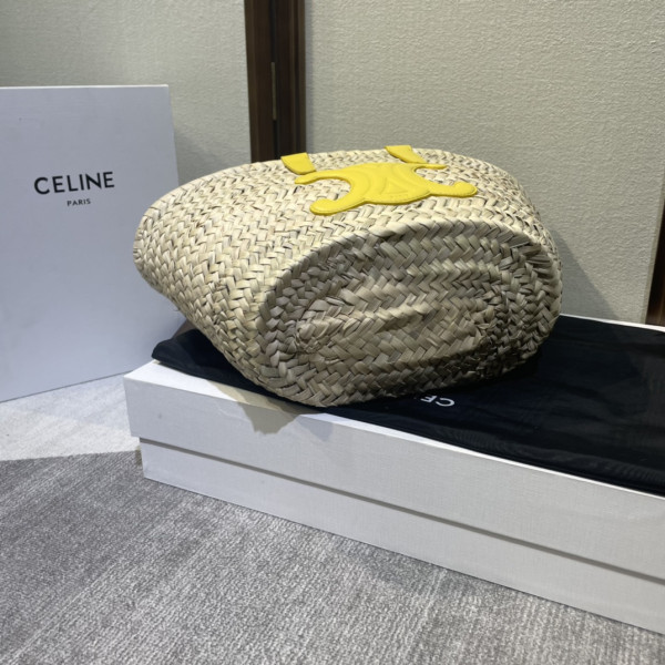 CELIN* TRIOMPHE CELIN* CLASSIC PANIER IN PALM LEAVES AND CALFSKIN