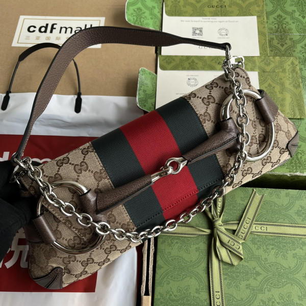 G*u*i horsebit chain medium shoulder bag