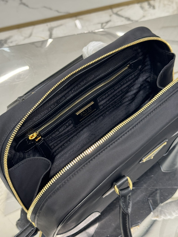 Pra*a re-edition 1978 large re-nylon and saffiano leather two-handle bag