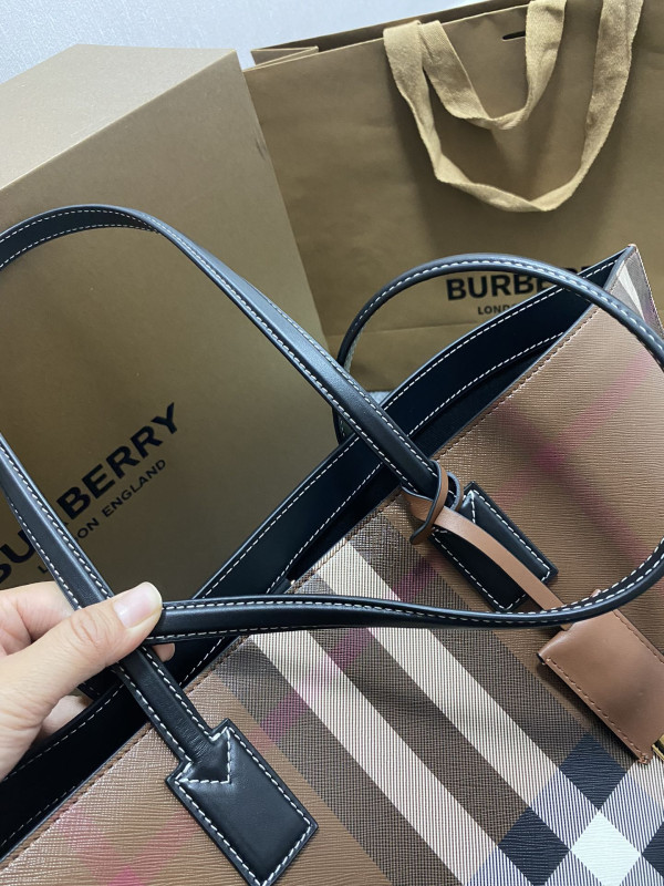 B**rry medium check tote bag-34*14*28cm