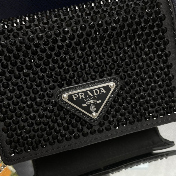 Pra*a cardholder with shoulder strap and crystals