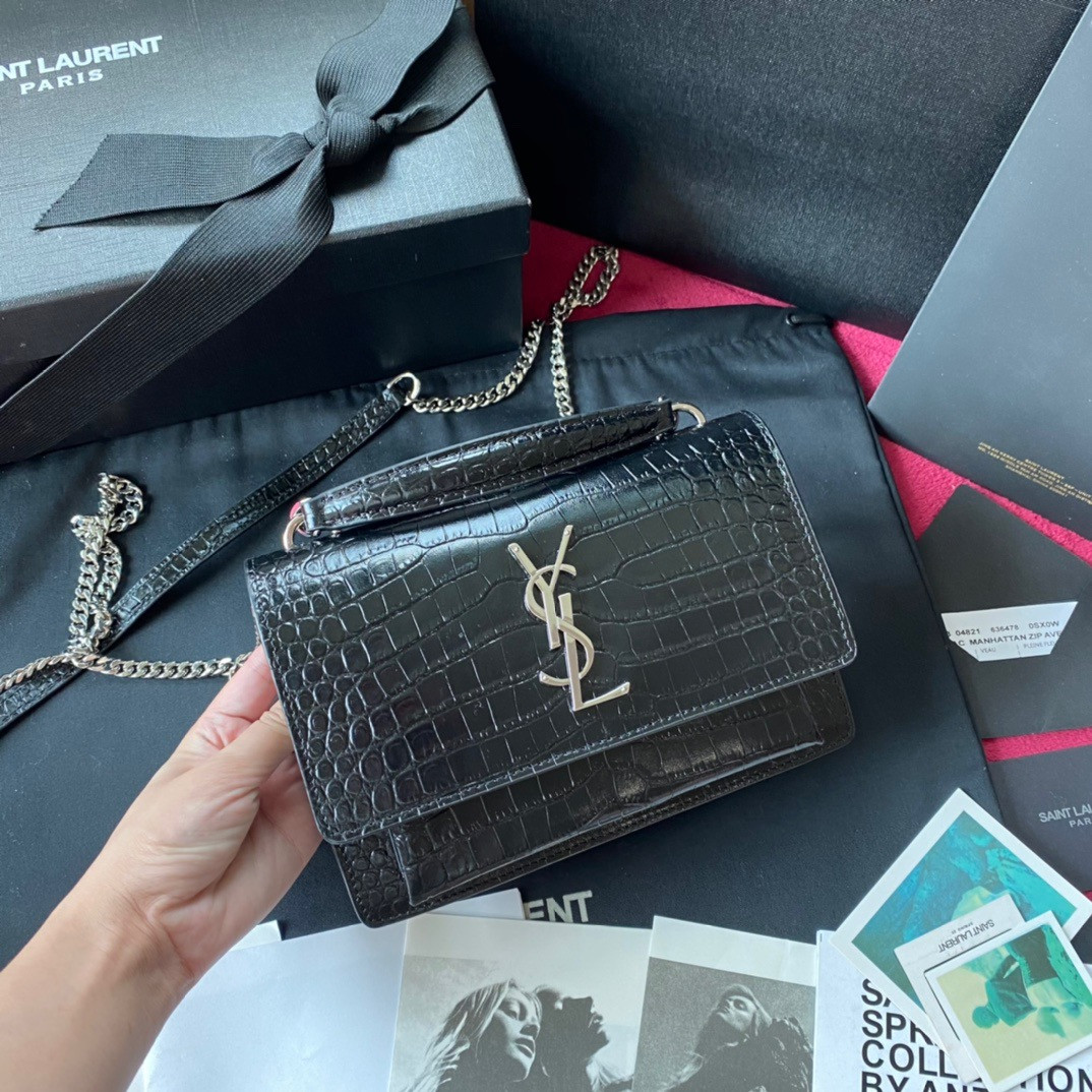 Y*L sunset in crocodile-embossed shiny leather