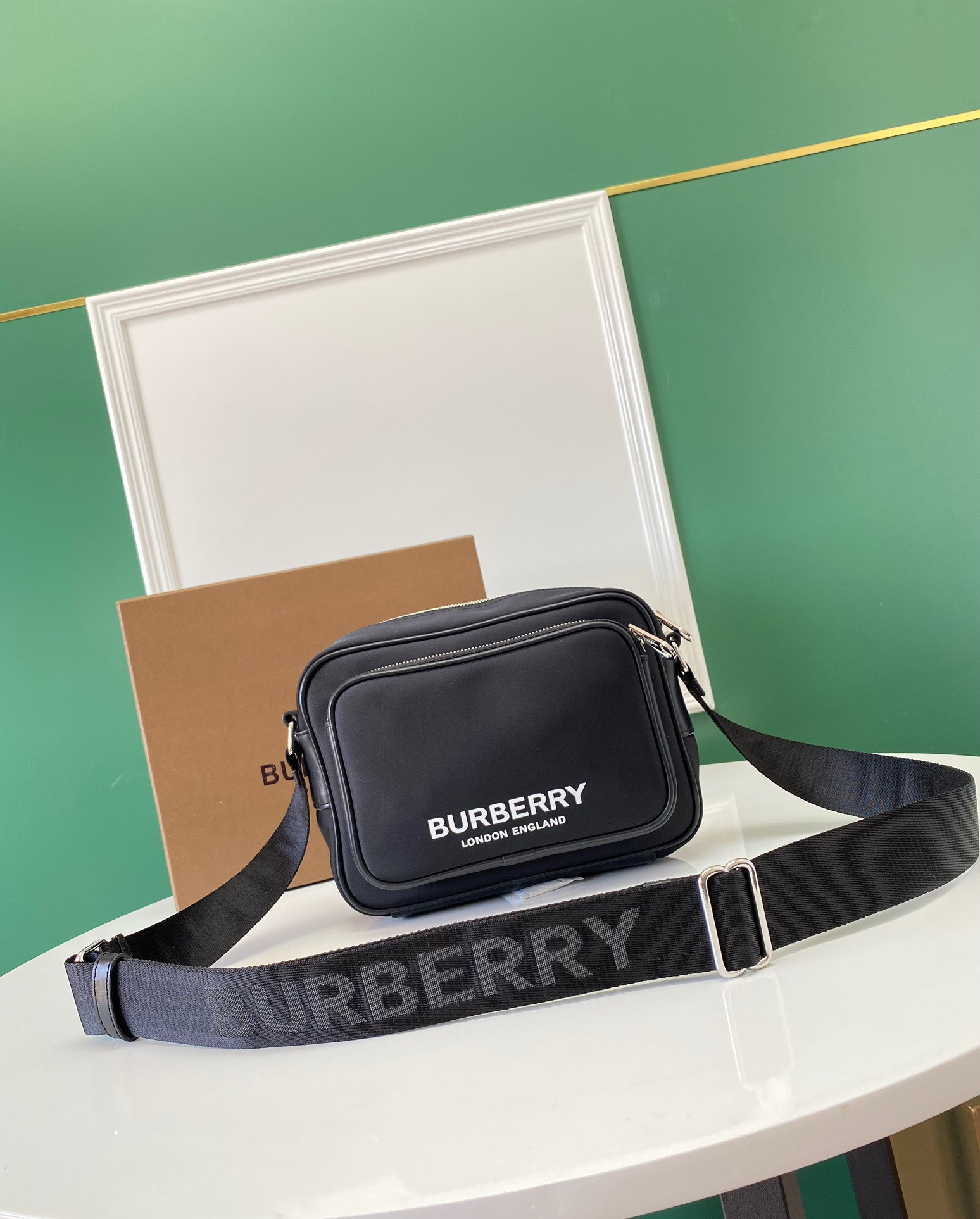 B**rry logo print nylon crossbody bag