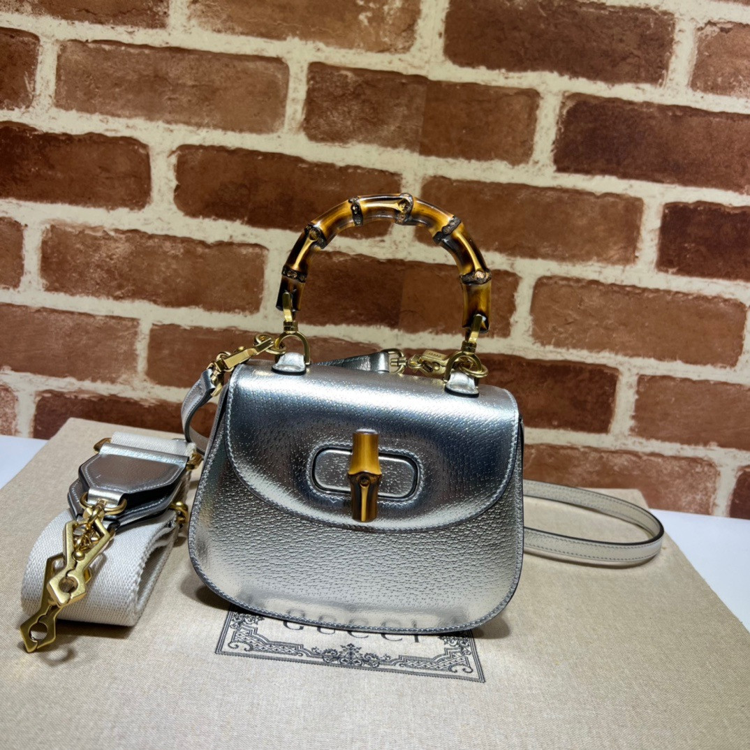 G*u*i mini top handle bag with bamboo