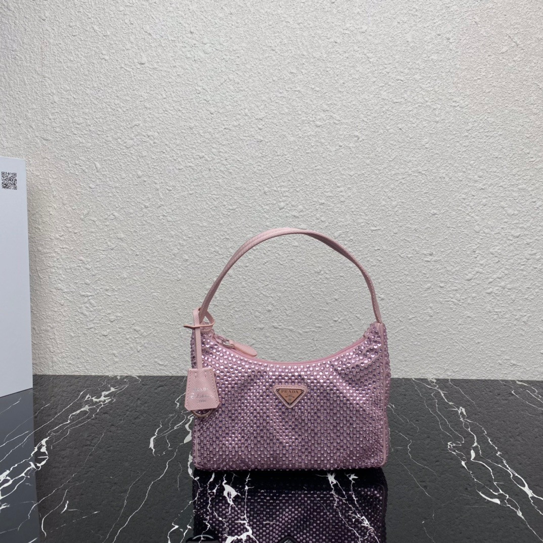 Pra*a satin mini-bag with artificial crystals