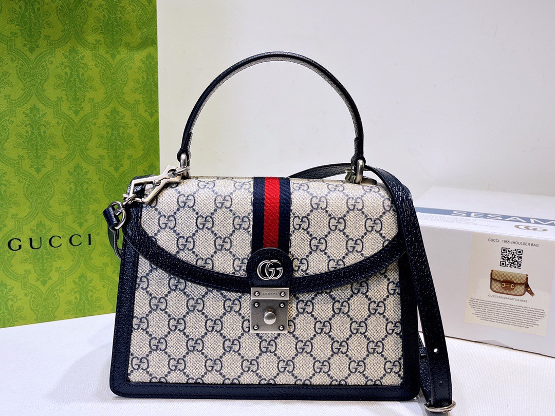 G*u*i ophidia small top handle bag with web