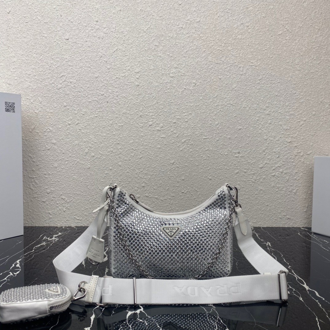 Pra*a re-edition 2005 satin bag with crystals