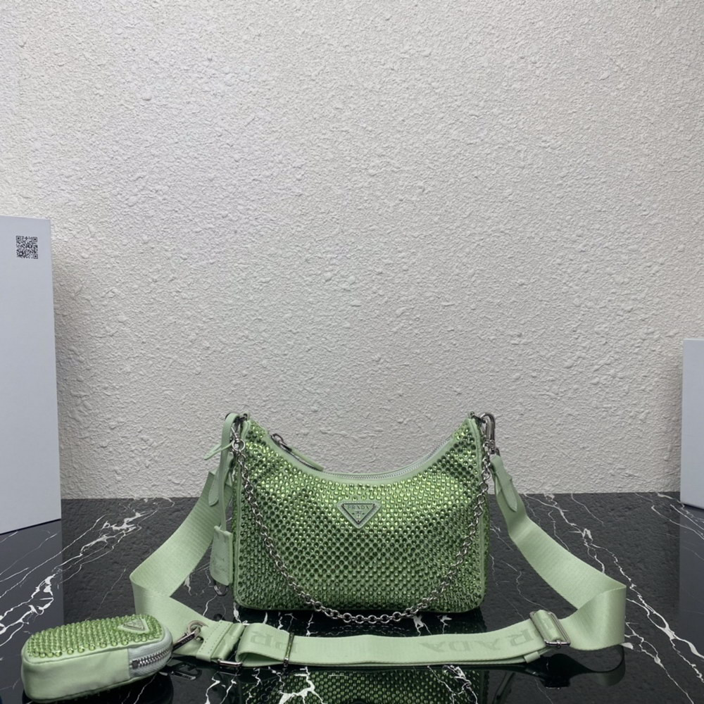 Pra*a re-edition 2005 satin bag with crystals