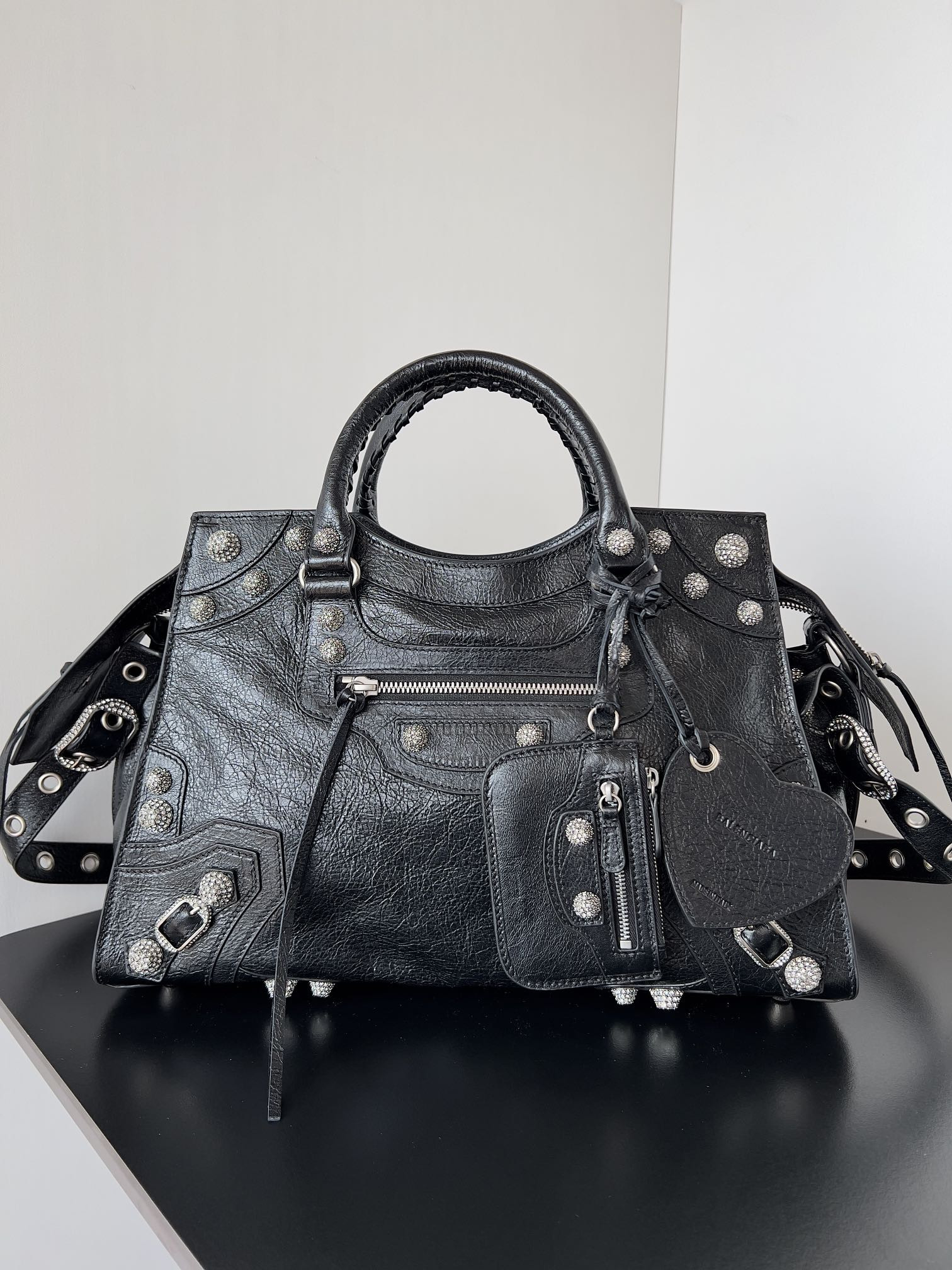 Ba*len*cia*ga women's neo cagole city handbag with rhinestones