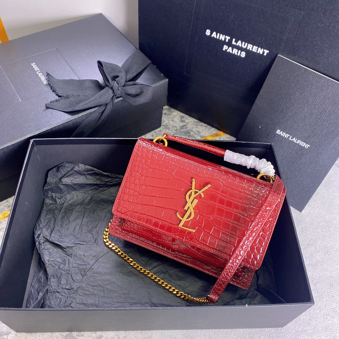 Y*L sunset in crocodile-embossed shiny leather