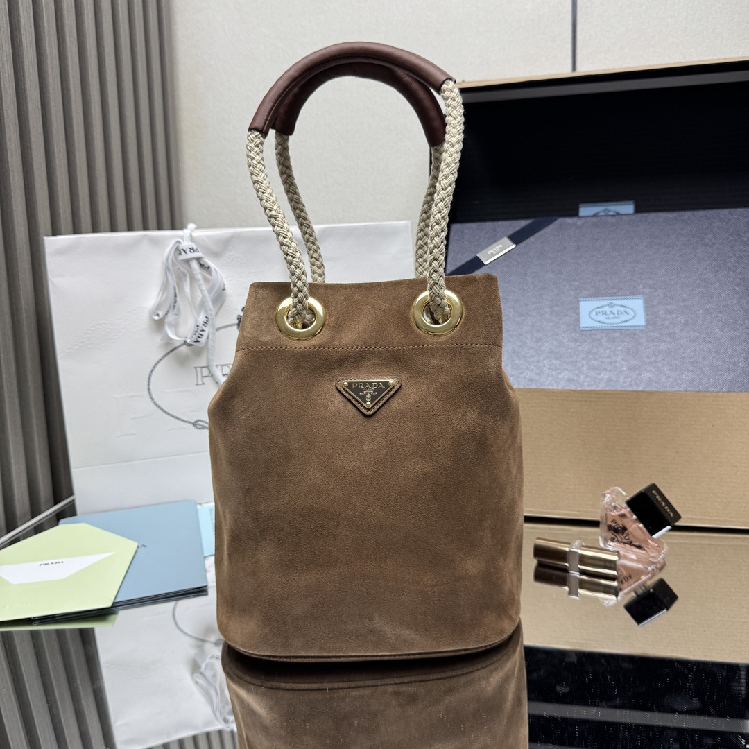 Pra*a mariner small suede bucket bag